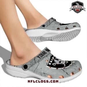 Gray Cracked Stone Raiders Crocs NFL Las Vegas Raiders Clogs 2 1