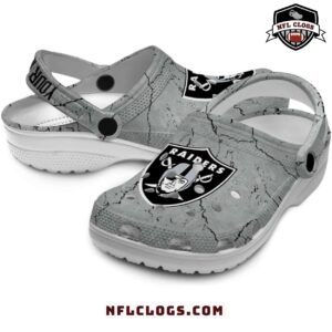 Gray Cracked Stone Raiders Crocs NFL Las Vegas Raiders Clogs 4 1