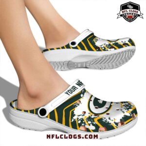 Green Bay Packers crocs white splash stripe NFL Packers clogs 2