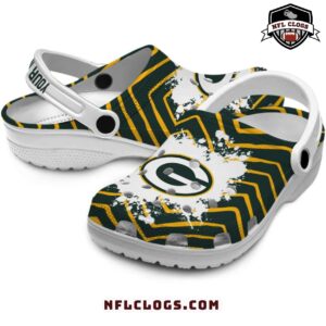 Green Bay Packers crocs white splash stripe NFL Packers clogs 3
