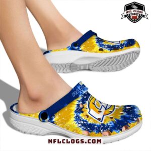 Los Angeles Rams crocs yellow blue tie dye swirl NFL Rams clogs 2