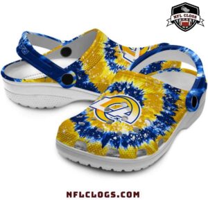 Los Angeles Rams crocs yellow blue tie dye swirl NFL Rams clogs 3