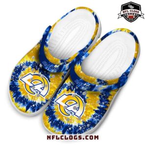 Los Angeles Rams crocs yellow blue tie dye swirl NFL Rams clogs 4