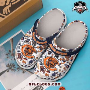 NFL Bears crocs white navy bear down fan art Chicago clogs 3 1