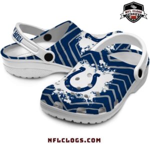 White strap Colts crocs with zigzag and splatter logo design 3